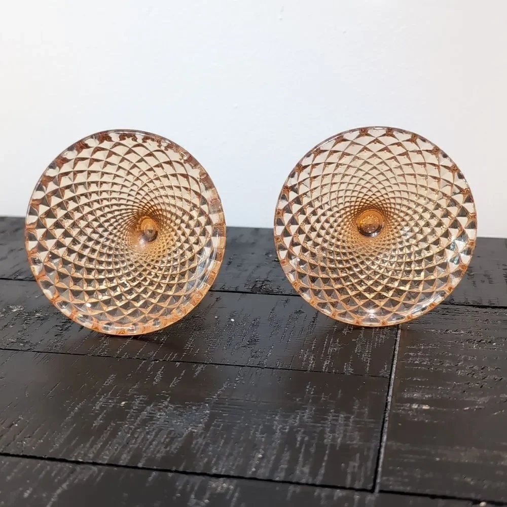 Set of 2 Vintage Westmoreland English Hobnail Candlesticks Depression Glass